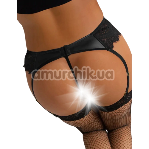 Комплект Star Night Lace Garter Belt Mesh, чорний: пояс для панчіх + трусики-стрінги