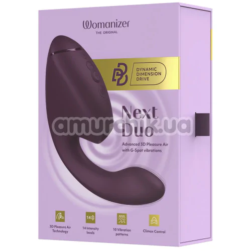 Вібратор з вакуумним стимулятором Womanizer Next Duo, фіолетовий