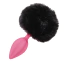 Анальна пробка з рожевим кристалом і чорним хвостиком Alume Silicone Plug With Tail S, рожева - Фото №2