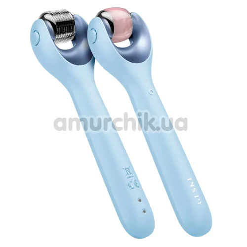 Массажер-роллер для лица с микроиглами Geske MicroNeedle Face Roller 9 in 1, голубой