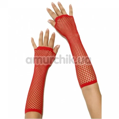 Рукавички Long Fishnet Gloves, червоні