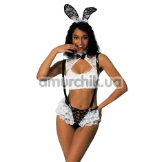 Костюм зайчика JSY Sexy Lingerie белый: топ + шортики + обруч + чокер - Фото №1