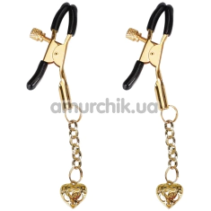 Зажимы для сосков Liebe Seele Heart-Shaped Hollow Out Nipple Clamps, золотые - Фото №1