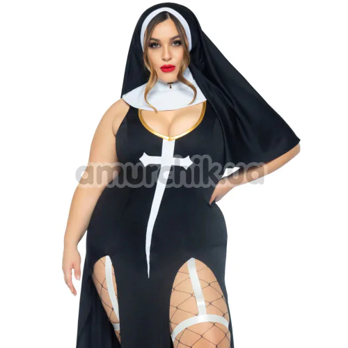 Костюм монахини Leg Avenue Sultry Sinner Nun Costume, черный: платье + воротник + накидка на голову