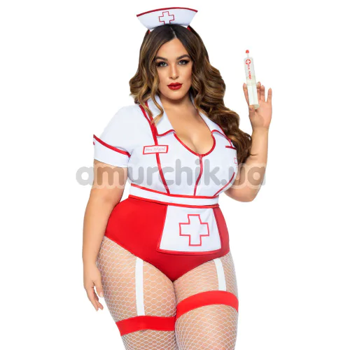 Костюм медсестри Leg Avenue Nurse Feelgood Sexy Costume, червоно-білий: боді + чепчик