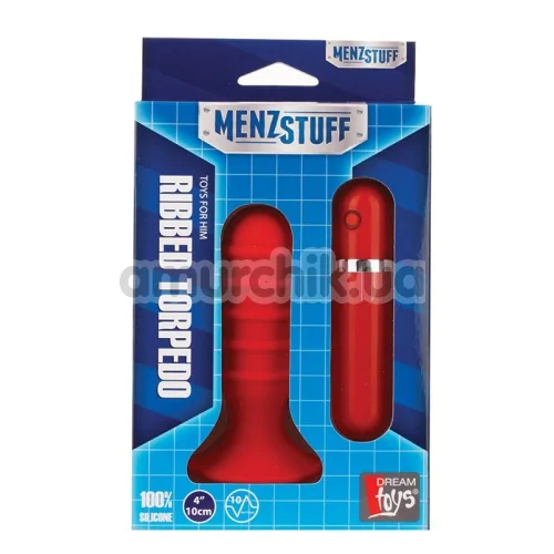 Анальна пробка з вібрацією Menz Stuff Ribbed Torpedo 4, червона