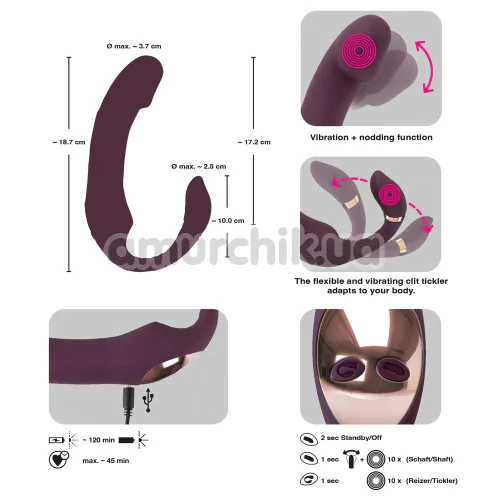 Вібратор кліторальний і для точки G Javida Nodding Tip Vibrator, фіолетовий