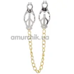 Затискачі для сосків японські з ланцюжком Lucky Bay Nipple Play Gold Chain, срібні - Фото №1