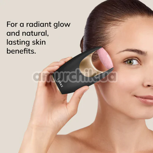 Роликовий масажер для обличчя Geske Rose Quartz Roller 5 in 1, чорно-золотий