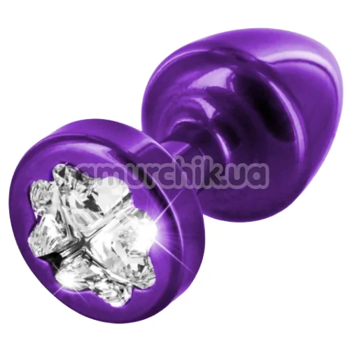 Анальная пробка с прозрачным кристаллом SWAROVSKI Anni R Clover T2, фиолетовая - Фото №1