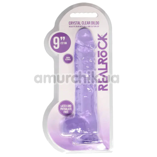 Фаллоимитатор Realrock Crystal Clear Dildo Realistic 9, фиолетовый