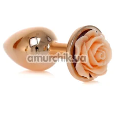 Анальная пробка с оранжевой розочкой Exclusivity Jewellery Red Gold Rose Plug, золотая - Фото №1