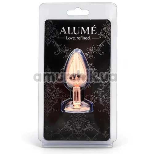 Анальна пробка з рожевим кристалом Alume Metal Plug S, бронзова