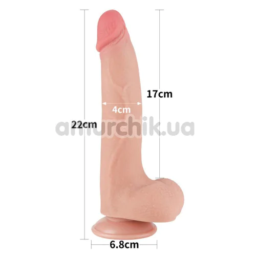 Фаллоимитатор Sliding-Skin Dual Layer Dong 8.5 с мошонкой, телесный