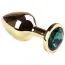 Анальная пробка с зеленым кристаллом SWAROVSKI Gold Emerald Middle, золотая