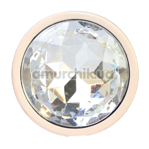 Анальная пробка с прозрачным кристаллом Exclusivity Jewellery Pearl Gold Plug S, золотая