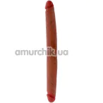 Двокінцевий фалоімітатор Get Real Foreskin Doubledong 40 cm, коричневий - Фото №1