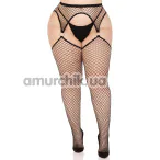 Колготки Leg Avenue Stokings With O-ring Attached Garter Belt, черные - Фото №1