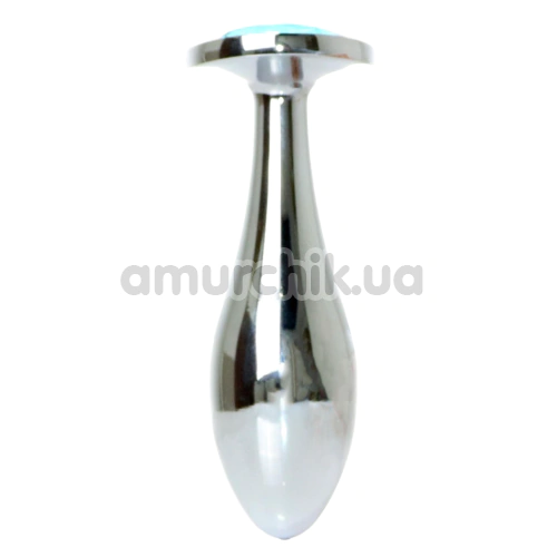 Анальная пробка с голубым кристаллом Exclusivity Jewellery Silver Straight Plug L, серебряная