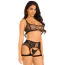Комплект Leg Avenue Top And Garter Harness, чорний: топ + гартери - Фото №1