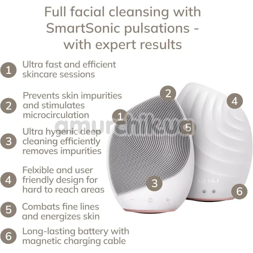Ультразвуковая щетка для лица Geske Sonic Facial Brush 5 in 1, кремовая