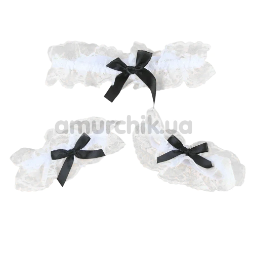 Костюм покоївки Star Night Maid Lace Open Set, чорно-білий: бюстгальтер + трусики + чокер + манжети