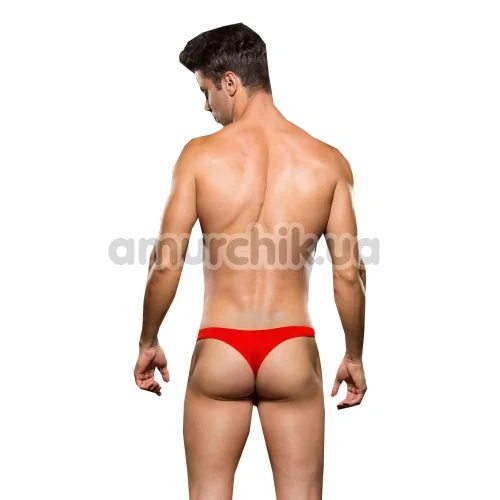 Трусы-стринги мужские Microfiber Lace-Up Low-Rise Thong, красные