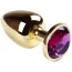 Анальная пробка с розовым кристаллом SWAROVSKI Gold Amethyst Big, золотая