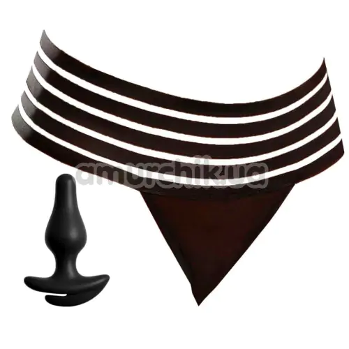 Трусики з анальною пробкою HookUp Panties Crotchless Love Garter, чорні