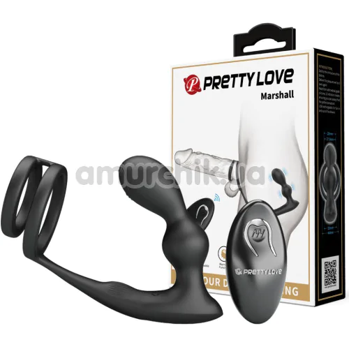Вибростимулятор простаты с эрекционным кольцом Pretty Love Marshall, черный