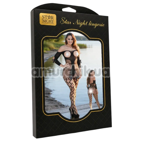 Комбінезон Star Night Bow Flower Bodystocking, чорний