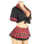 Костюм школьницы Star Night Crop Top Plaid Skirt Schoolgirl Costume Set, черно-красный: топ + юбка - Фото №5