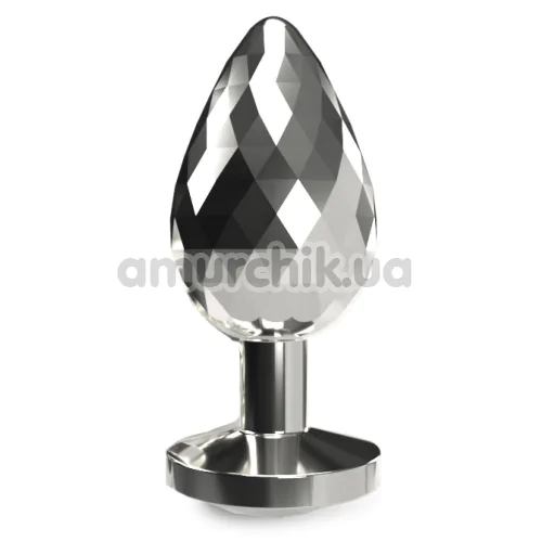 Анальна пробка з прозорим кристалом Anal Play Disco Diamond Plug Large, срібна