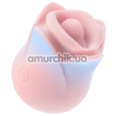 Клиторальный вибратор с подвижным язычком и губами Blush Kissing Rose, розово-голубой - Фото №1