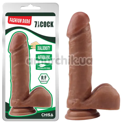 Фалоімітатор Fashion Dude Cock 7.9, коричневий