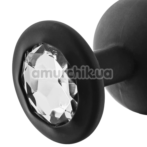 Набор анальных пробок с прозрачным кристаллом Fantasstic Anal Training Kit, черный