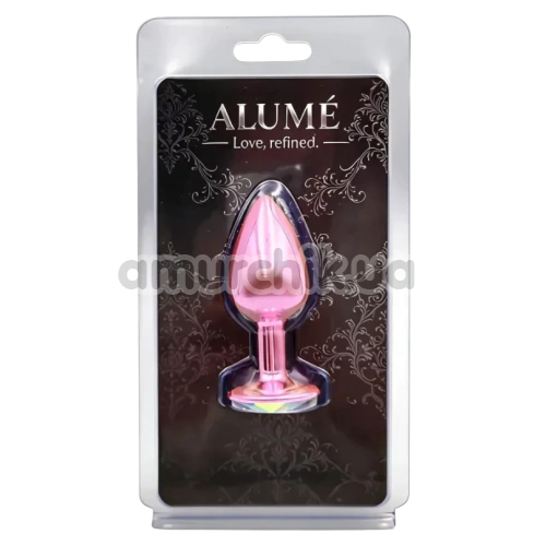 Анальна пробка з райдужним кристалом Alume Metal Plug S, рожева