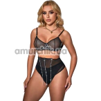 Комплект Star Night Luxury Rhinestone Lingerie Set, чорний: бюстгальтер + трусики-стрінги + корсет - Фото №1
