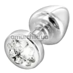 Анальна пробка з прозорим кристалом SWAROVSKI Anni R Clover T2, срібна - Фото №1