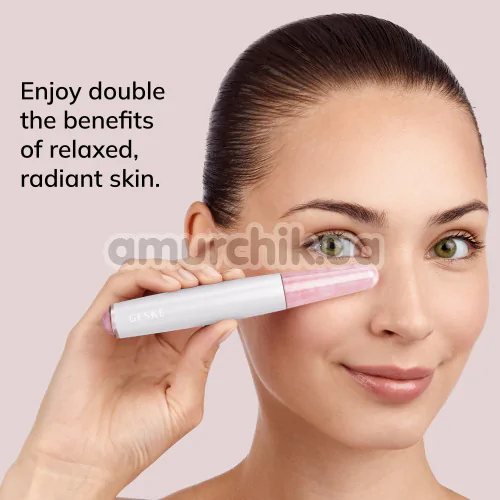 Ручка-массажер для лица Geske Double-Sided Rose Quartz Depuffing Pen 7 in 1, кремовый