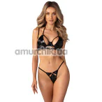 Комплект Obsessive Keira Lise, чорний: бюстгальтер + трусики-стрінги - Фото №1