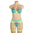 Комплект Star Night Neon Lace 3-Piece Set With Garter Belt, салатовий: бюстгальтер + трусики + пояс для панчіх - Фото №6