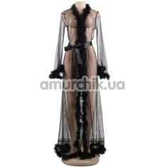 Пеньюар Star Night Sensual Feather Night Robe, чорний - Фото №1