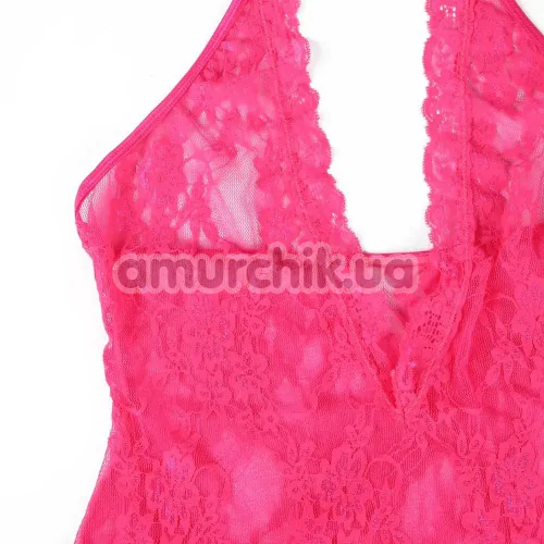 Комплект Star Night Sexy Sleeveless Floral Lace Set, розовый: боди + чулки