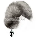 Анальная пробка с серым хвостиком Art Of Sex Metal Butt Plug Artctic Fox M, серебряная - Фото №1