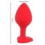 Анальная пробка с черным кристаллом Silicone Plug Medium, красная - Фото №6