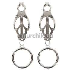 Зажимы для сосков Taboom Butterfly Clamps With Ring, серебряные - Фото №1