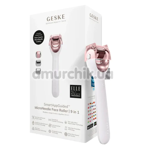 Массажер-роллер для лица с микроиглами Geske MicroNeedle Face Roller 9 in 1, кремовый