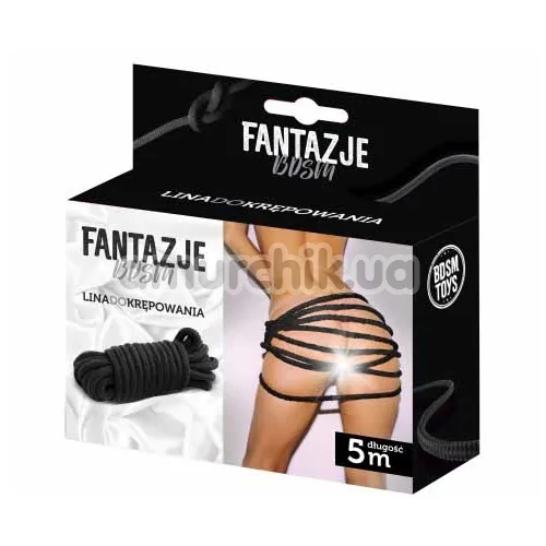 Веревка Fantazje BDSM Toys 5m, черная