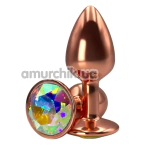 Анальная пробка с радужным кристаллом Alume Metal Plug S, бронзовая - Фото №1